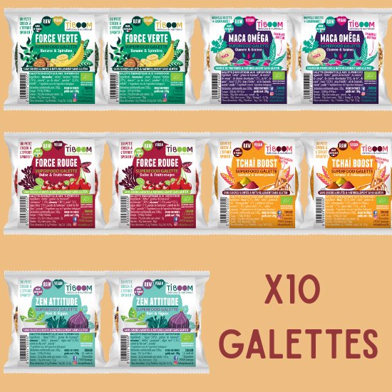 Lot découverte 10 Galettes  - Tiboom snacks bio